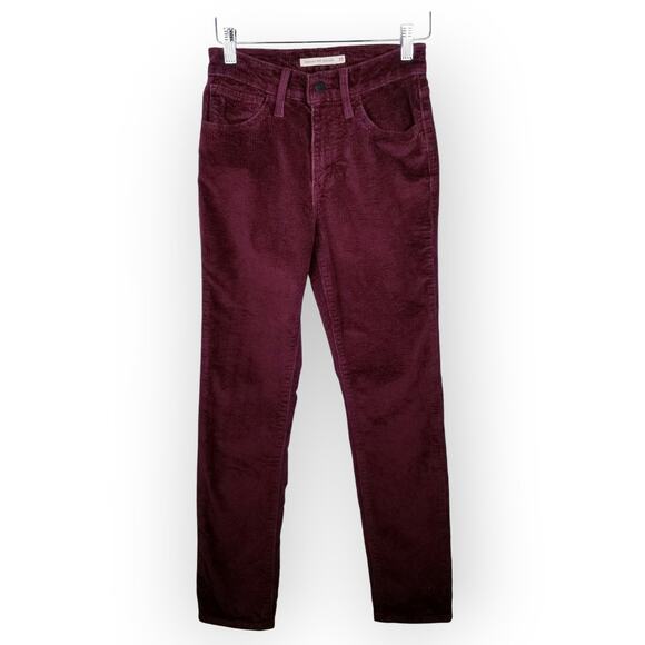 LEVI'S 724 High Rise Velvet Wide Wale Corduroy Jeans Dark Red - W25 L30 - Picture 3 of 10